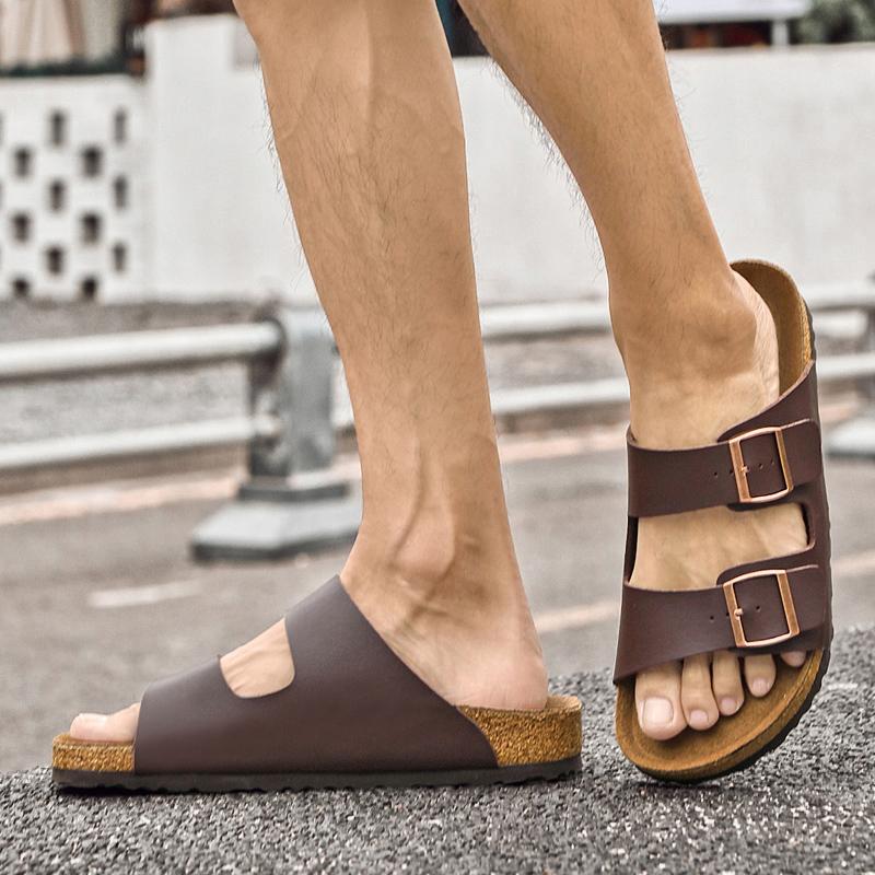 Fashion Man Casual Leather Sandal for Men Beach Breathable Antiskid  Sandals Designer Flat Designer Shoes Comfy Slipper Original Summer