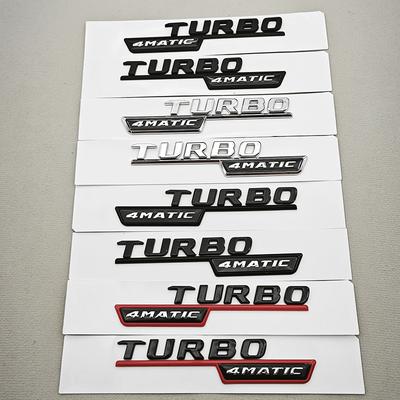 2 Stück MM57 3D ABS Chrom Auto Buchstaben TURBO 4MATIC Logo Kotflügel Seitenemblem Für Mercedes AMG A35 45 A45S W177 W176 Aufkleber Zubehör