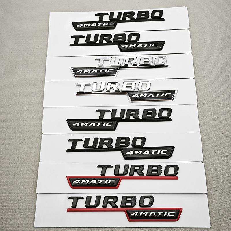 2pcs 3D ABS Chrome Car Letters TURBO 4MATIC Logo Fender Side Badge For Mercedes AMG A35 45 A45S W177 W176 Stickers Accessories