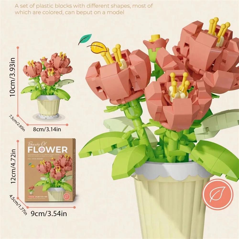KNEW BUILT Mini Flower Bouquet 3D Model Building Blocks Ideal Holiday Party Gift for Girls or Versatile Decoration Kids Toys