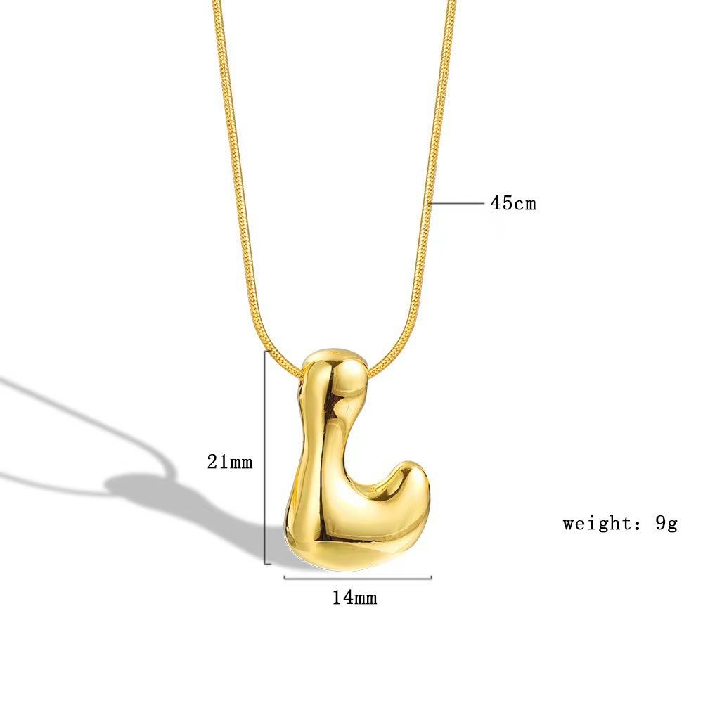 [9.30% off from 10 pieces] Balloon bubble chubby 26-letter necklace bare body simple pendant