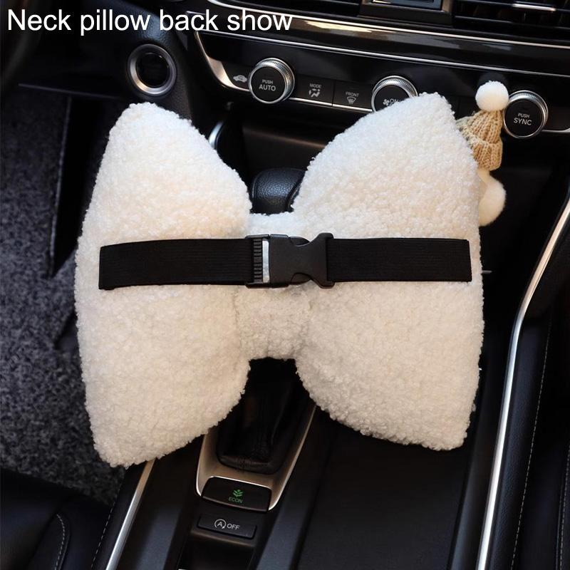 1 buc. Perna de Gât pentru Tetieră Auto Desen Animat Universală Drăguță Nor Confortabilă Pluș în Formă de Fundă Perne Auto Suport Spate Perna Interior