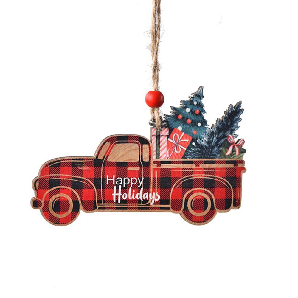 Sled/Plaid Car Christmas Wooden Car Pendant Hanging Christmas Decoration  Friends
