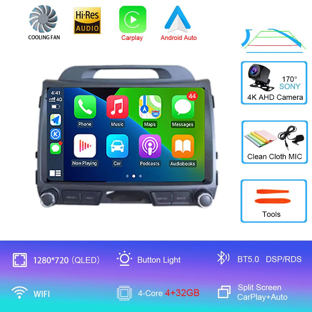 Android 14 For KIA Sportage 3 2010 - 2016 Car Multimedia Player GPS Navigation 9Inch QLED TouchScreen Wireless Carplay WIFI 4G
