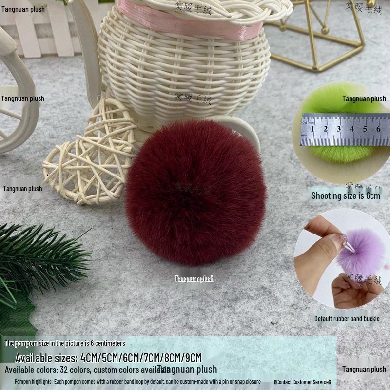 Multi-Color Faux Rabbit Fur Pom Pom for Bags, Clothing, Shoes, and Hats