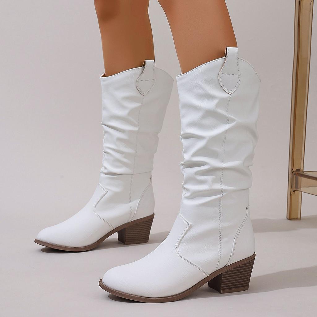 Women's boots 2026 autumn high top fashion boots women's solid color set toe retro knight boots