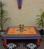 Handmade Floral Painted Chowki Table: Indian Home Decor (6x18x24)