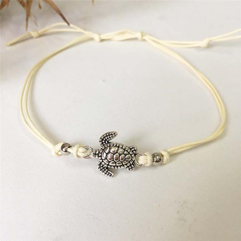 ZRM Fashion Vintage Sea Turtle Anklet Bracelet Dual Use 3 Colors Hand Made Anklet Beach Leather Rope Anklet Jewelry