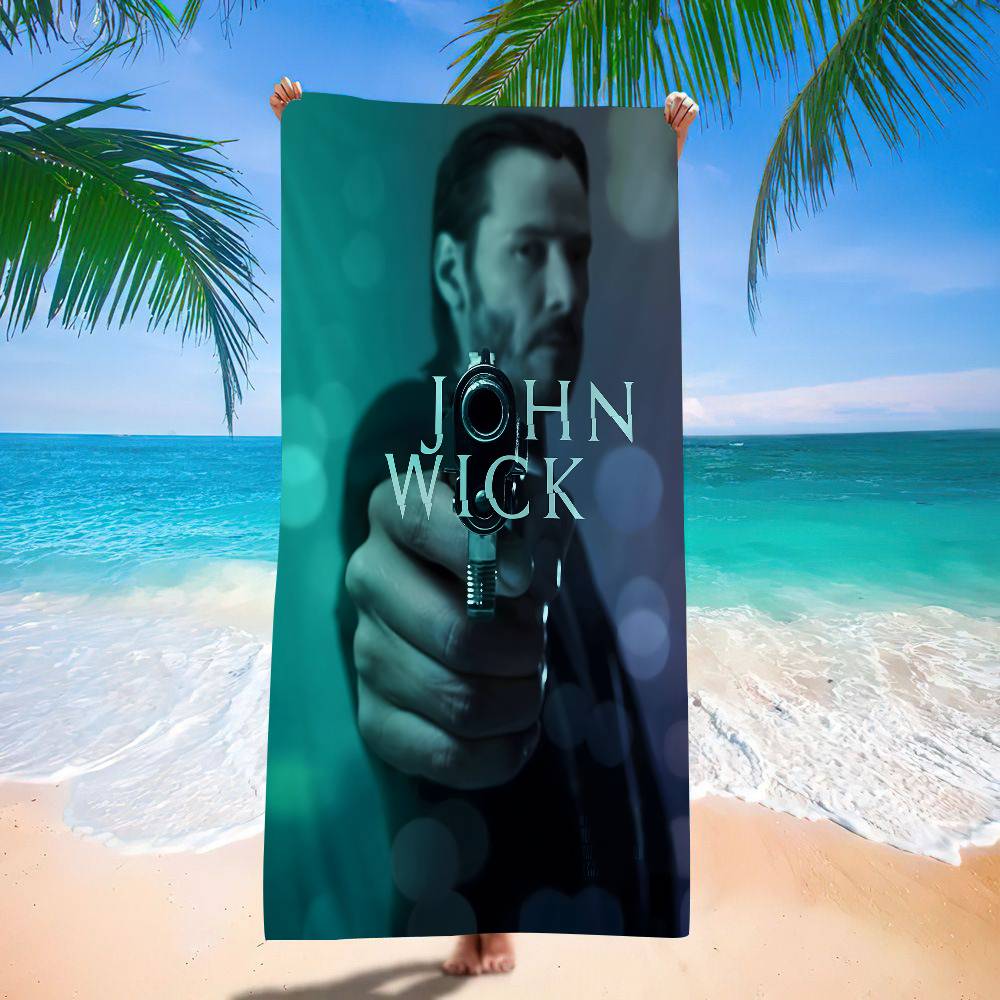 Classic Movie John Wick Microfiber Printed Beach Towel Mountain Climbing Yoga Beach Swimming Running Absorbent Soft Towel