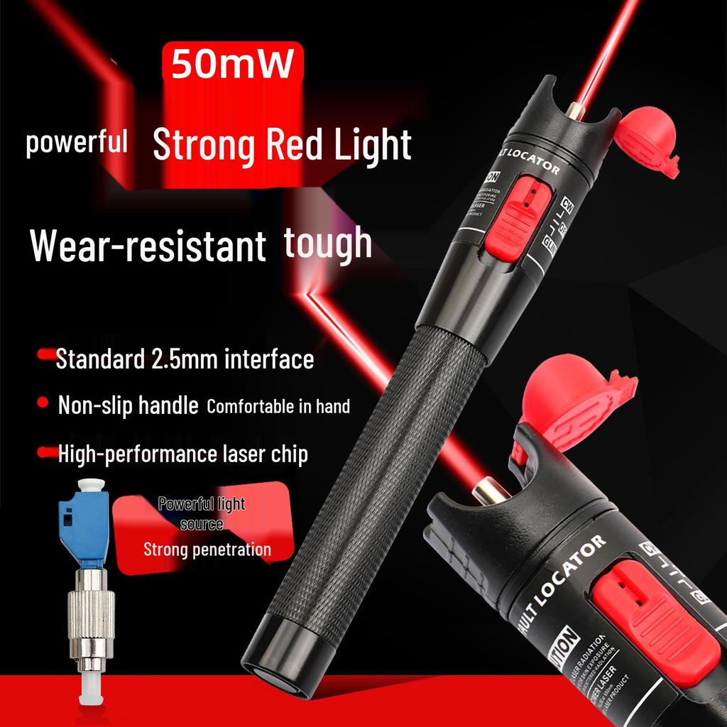 5mW Fiber Optic Red Light Fault Detector Pen with Pigtail Patch Cord, 5 Km Range