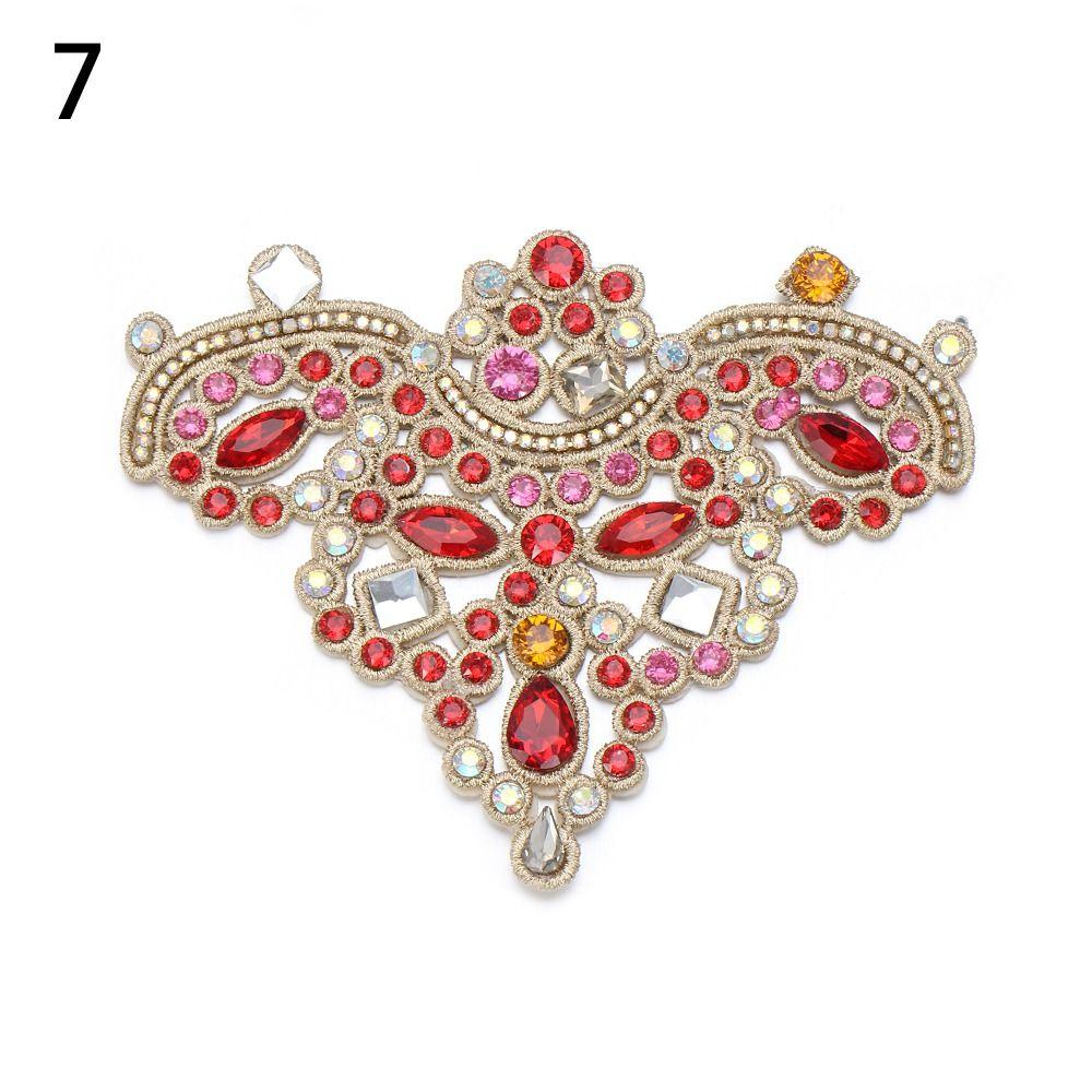 Bags Handmade Embroidery Apparel Sewing & Fabric Crystal Applique Sew on Patch Rhinestone Patches