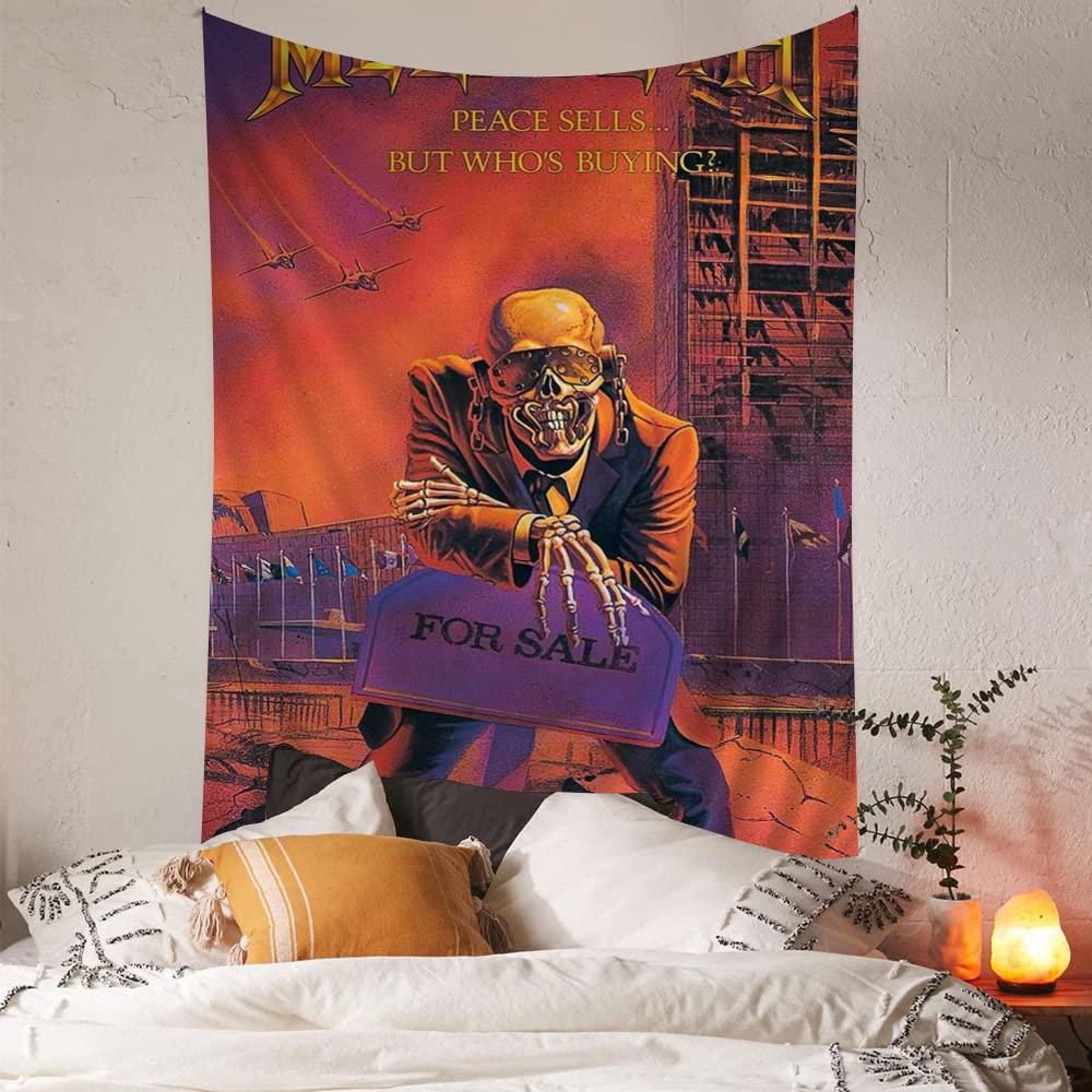 Настенный гобелен Megadeth Sanctuary Tour 1980-х годов Винтажная эстетика трэш-метала Декор комнаты для поклонников классического рока и хэви-метала 100X70CM