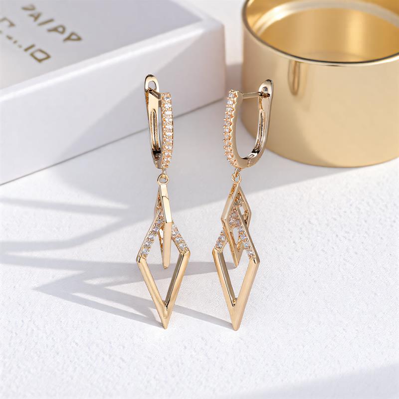 White Zircon Stone Hoop Earrings Luxury Female Vintage Gold Color Pendant Earring Wedding Jewelry For Women