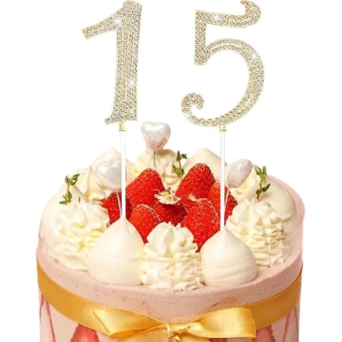 15 Cake Topper, Rhinestone 15th Birthday Cake Topper Happy 15 Crystal Rhinestones Cakes Toppers Crystal Rhinestones Birthdays Cakes Decoration for