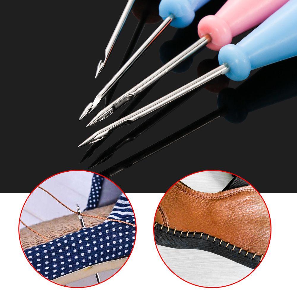 Random Color Steel Stitcher Sewing Awl Shoes Bags Hole Hook DIY Leather Tool Plastic Handle Cone Needle Shoe Repair Needles