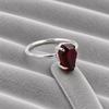 Red Garnet Coffin Cut Statement Ring, 925 Sterling Silver Jewelry, Minimalist Boho Gemstone Ring