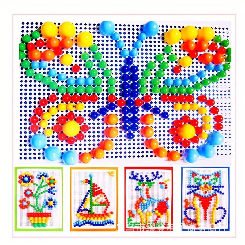 Non-Toxic Pegboard Set Educational Stem Toy Creative Diy Building Blocks With Colorful Beads And Rubber Stoppers Interactive Puzzle