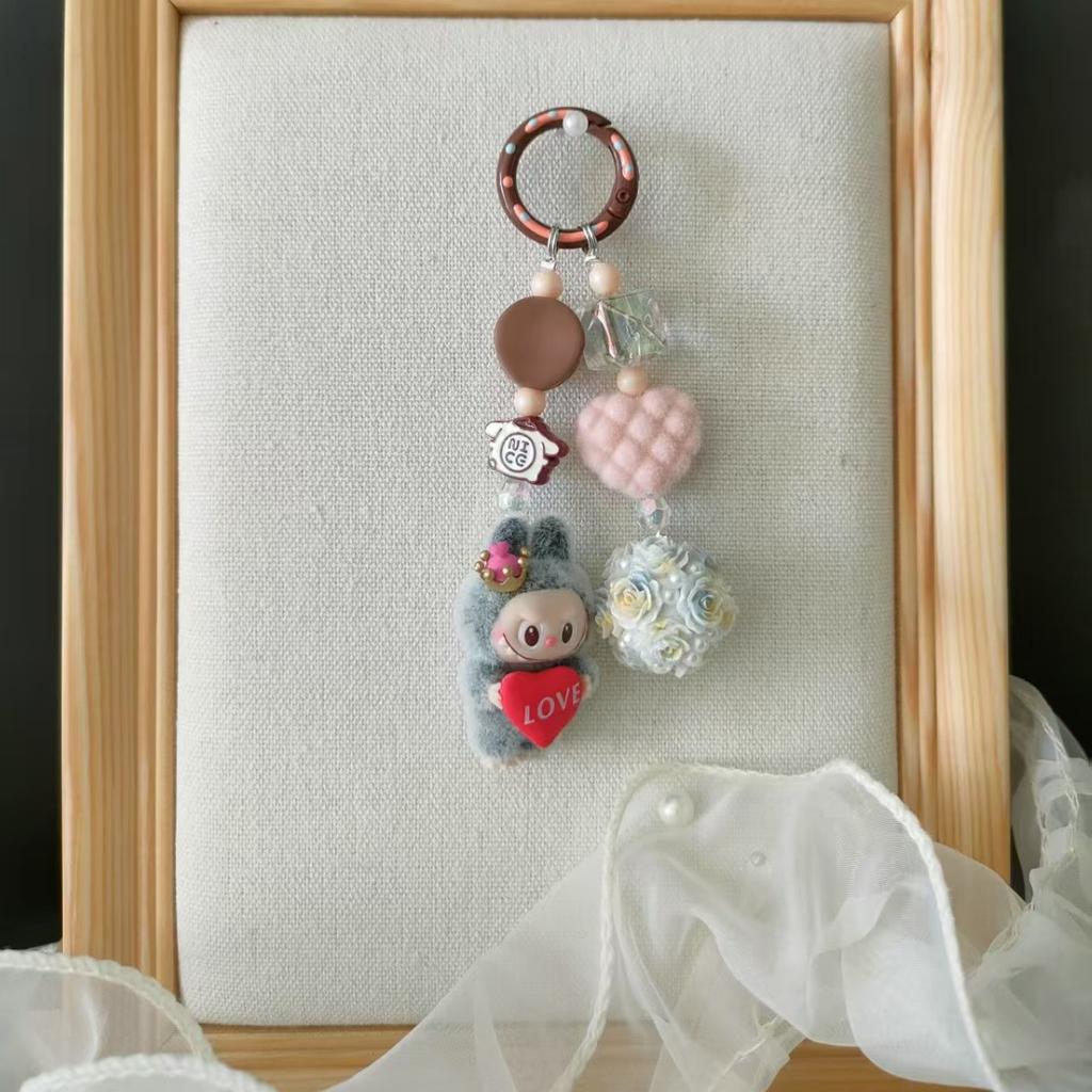 Cute Cute Love Handmade Beaded Keychain Mobile Phone Chain Pendant Bag Pendant Ins Wind