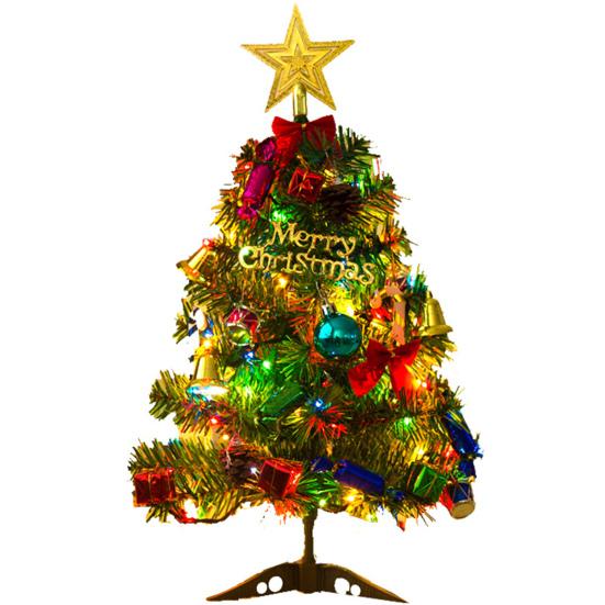 1 Set 50cm Traditional Elegent Style Mini Christmas Tree with Lights Party PVC Everlasting Gifts Small For Household Decoration