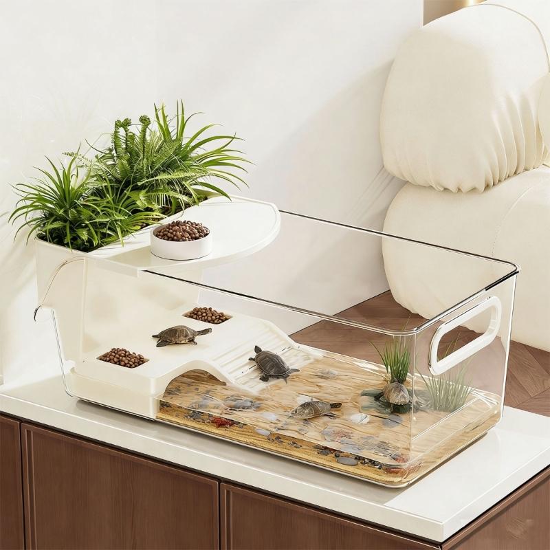 Turtles Enclosure Tanks With Layered Platforms Cave Wetland Simulation And 360 Degree Visibilities For Reptiles Pet