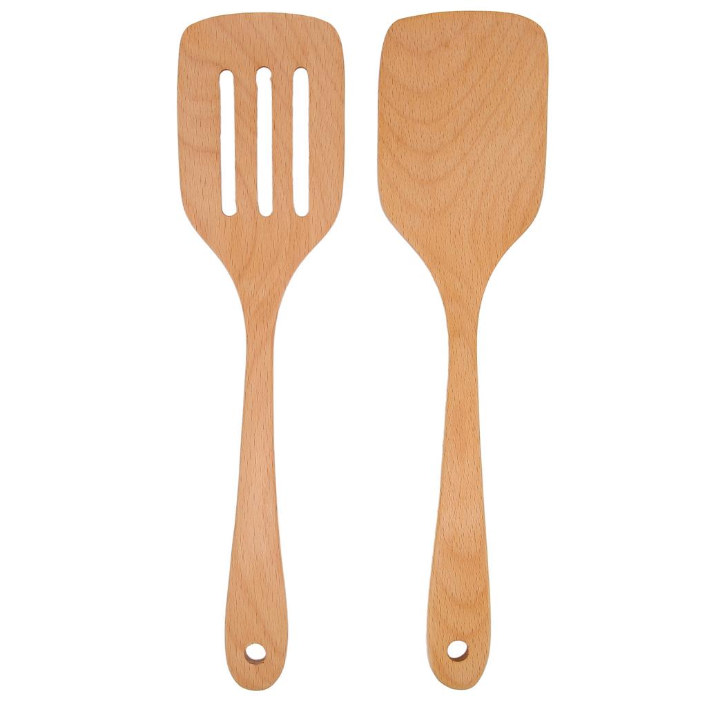 2Pcs Wooden Spatula Heat Resistant Light Weight Kitchen Cooking Utensils Set for Home Kitchen