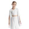 Girls Classical Dance Crop Top: V Neck Split Flared Sleeves Elegant Top for Practice Performance
