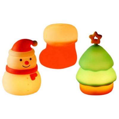 Christmas Night Light Bedside Touch Lamp with Color Changing Rechargeable Silicone Nightlight for Kids' Bedroom