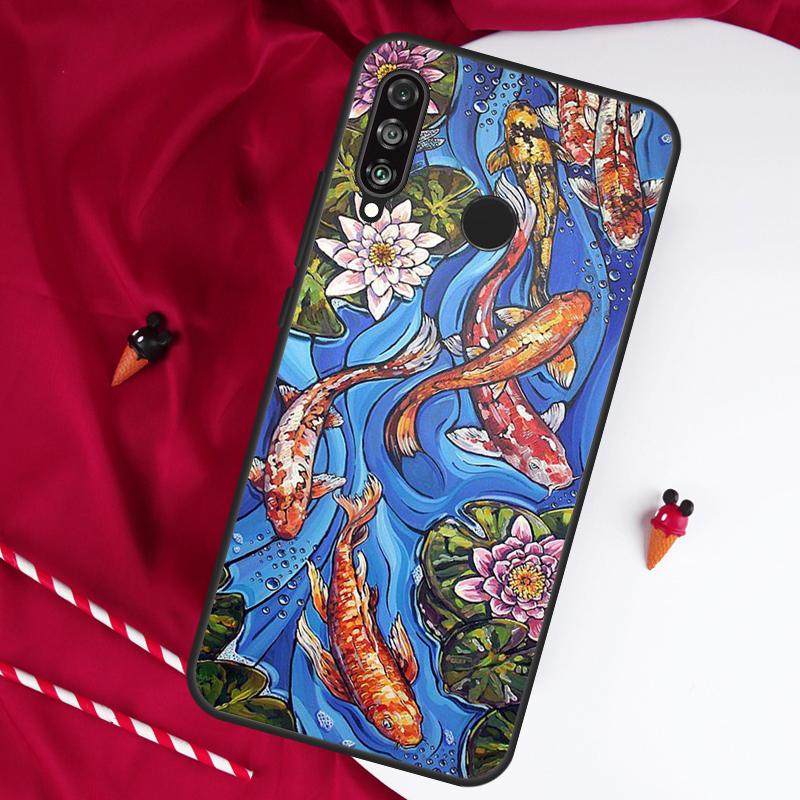 Koi Carp Fish Painting For Huawei Nova Y61 Y91 Y73 Y72 Y90 Y70 Y60 12s 12i 11i 8i 9 10 SE P60 P30 Pro P40 Lite Case