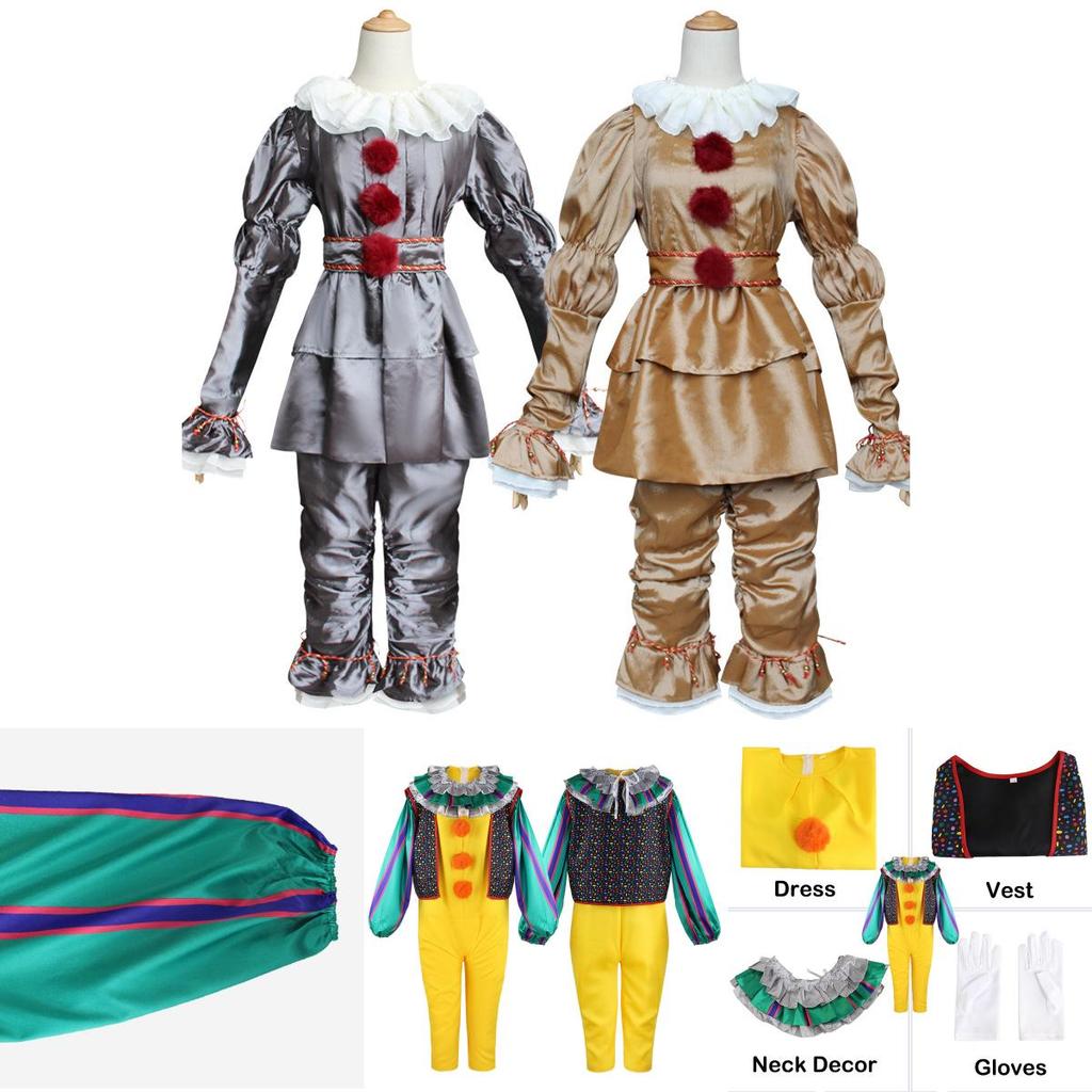 Authentic Pennywise Cosplay Costume For Kids Stephen King's It Clown Suit For Halloween Party