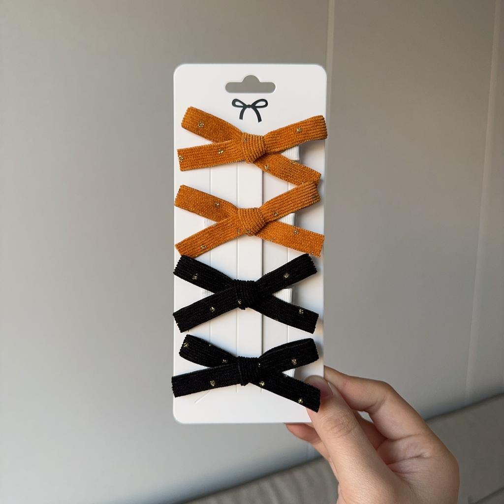 4Pcs/set Solid Flowers Print Bowknot Hair Bow Clips Baby Girls Lace Cotton Linen Barrettes Safety Hairpins Headwear Accessories