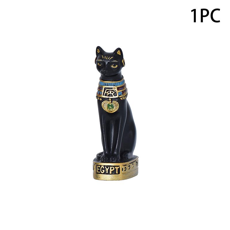 Статуэтка Кошки Украшение Египетская Фигурка Кошки Декор Винтажная Статуэтка Богини Кошек Мини-Фигурка Животного для Дома и Сада B