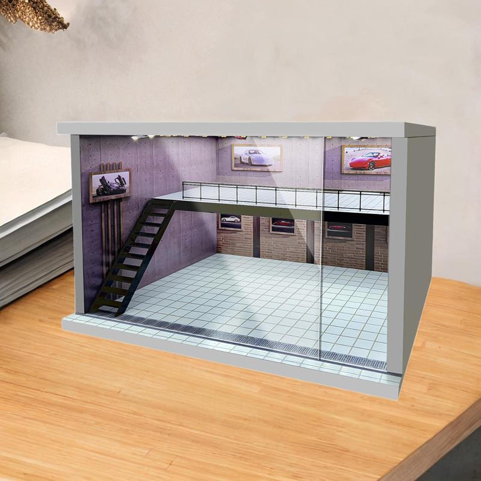 

1/64 1/36 1/32 масштаб автомобильный дисплей акриловое парковочное место со светодиодной подсветкой для коллекционеров Pink Left staircase