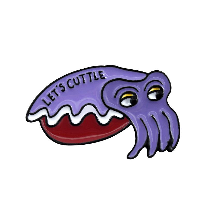 Big Eyes Anime Squid Drip Oil Brooch - Underwater Animal Cuttle Pin Badge