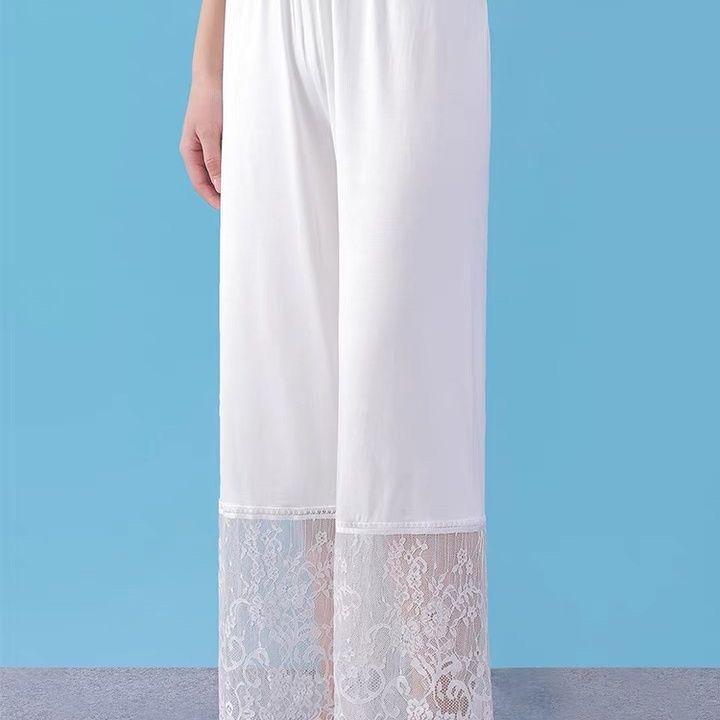 Leggings Hanfu Corti 7/10 da Donna in Pizzo e Pile - Strato Interno Caldo Stagionale Anti-esposizione