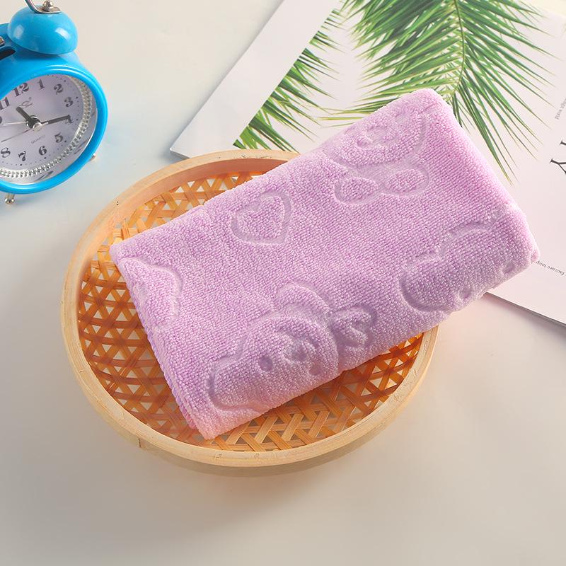 Soft Quick-Dry Embossed Microfiber Bear Bath Towel