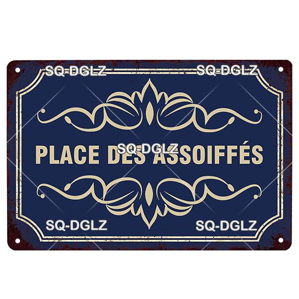 

France Place Plaque Metal Vintage French Retro Metal Tin Sign Bar Pub Club Decor Wall Decorative Plate Розпис із заліза 20x30cm（7.8x11.8inch）
