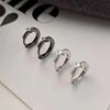 Four-Pointed Star Cross Small Hoop Earrings For Men Women Hip Hop Retro Black Silver-Color Street Gothic Ear Jewelry