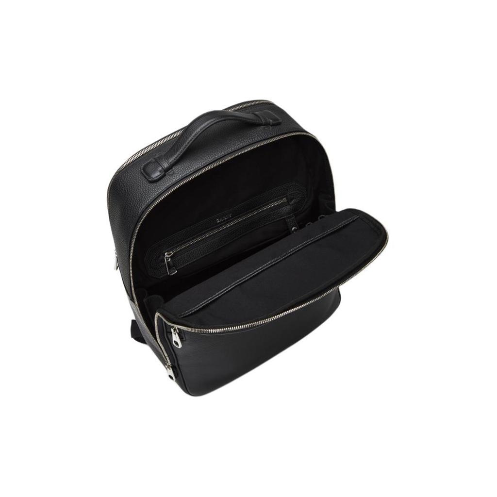 Bally Solid Color Litchi Pattern Zipper Closure Large Capacity Commuter Backpack Men Backpack Black 6240401