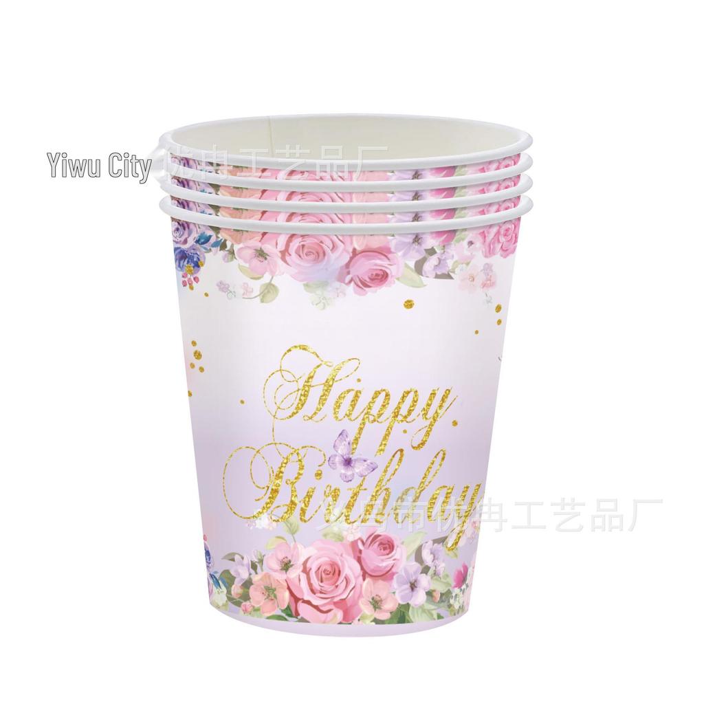 Children's Spring Flowers & Butterflies Party Set - Disposable Plates, Tablecloth & Napkins