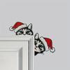 1pc Christmas Cat Door Frame Decoration - Santa Hat Cats with Green Eyes, Artificial Wood Indoor/Outdoor Holiday Decor