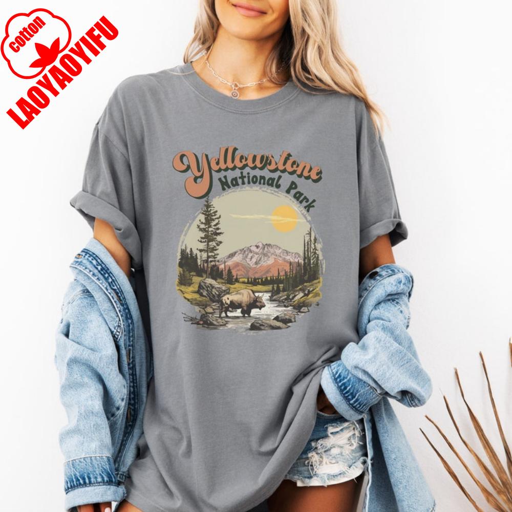 Yellowstone National Park T Shirt for Yellowstone Vacation Gift for Yellowstone Lover Tee Comfort Short-sleeve M