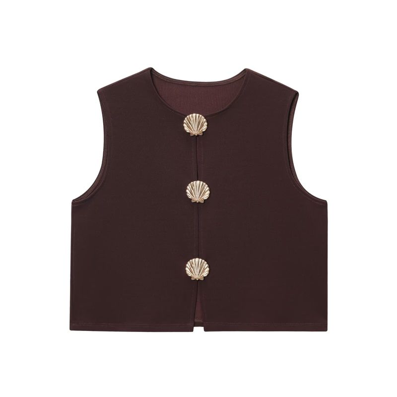 Jnleaog Spring New Arrival Women's Clothing Fashion Style French Fashion Design Vest Fastener Decoration Tops