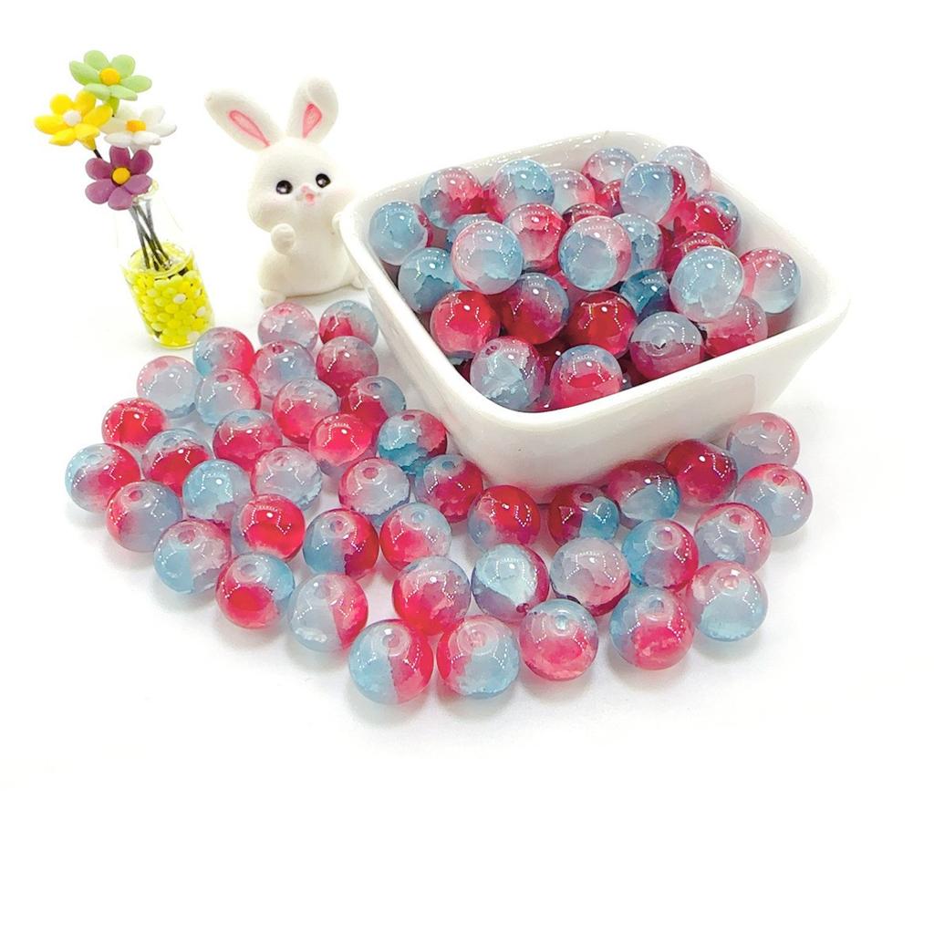 10mm Crackle Glass Round Beads, Loose Spacer Beads DIY Accessories for Bracelet Making 50pcs