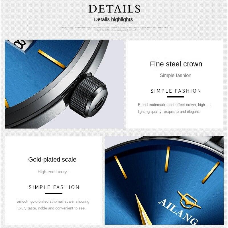 AILANG Men's Mechanical Watch Fully Automatic Ultra -thin Fashion Trend Men's Watch Bilateral Calendar Night Light Waterproof