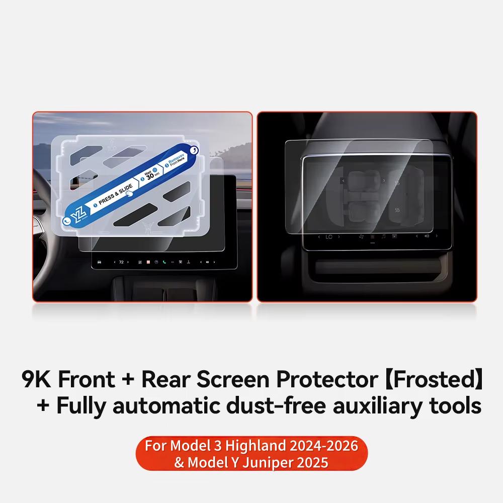 YZ Tempered Glass Film Protector For Tesla Model 3/Y/YL Highland Juniper 2025-2026 Rear Row Center Control Screen Protective