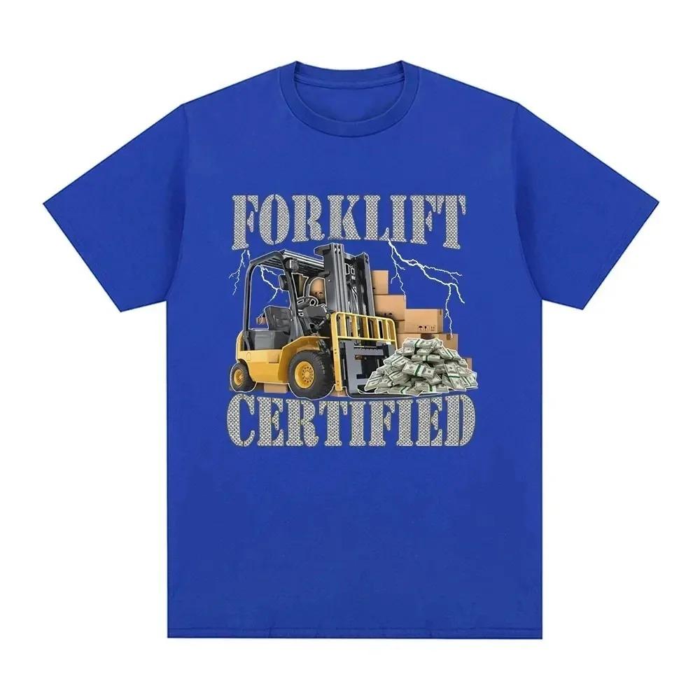 Funny Forklift Certified Operator Print T-Shirt Men Vintage Fashion Short Sleeve T-shirts Pure Cotton Oversized Summer T Shirts