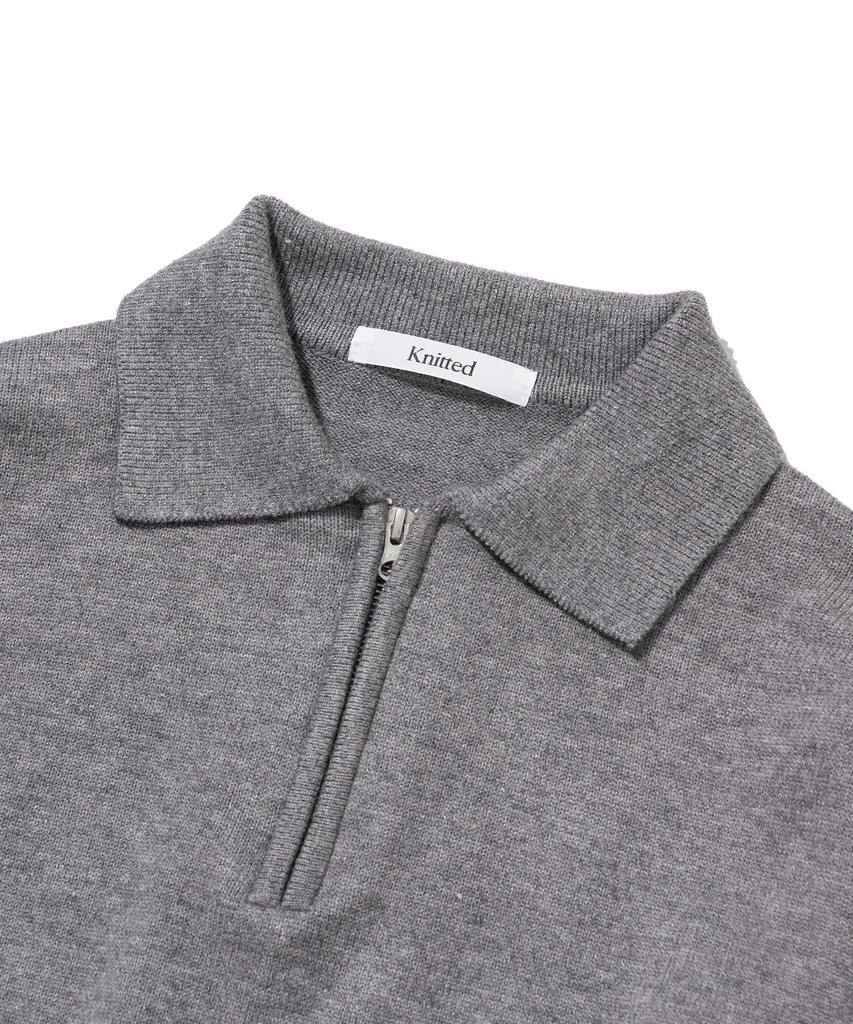KNITTED Viscose Washable Half Zip Knit Grey