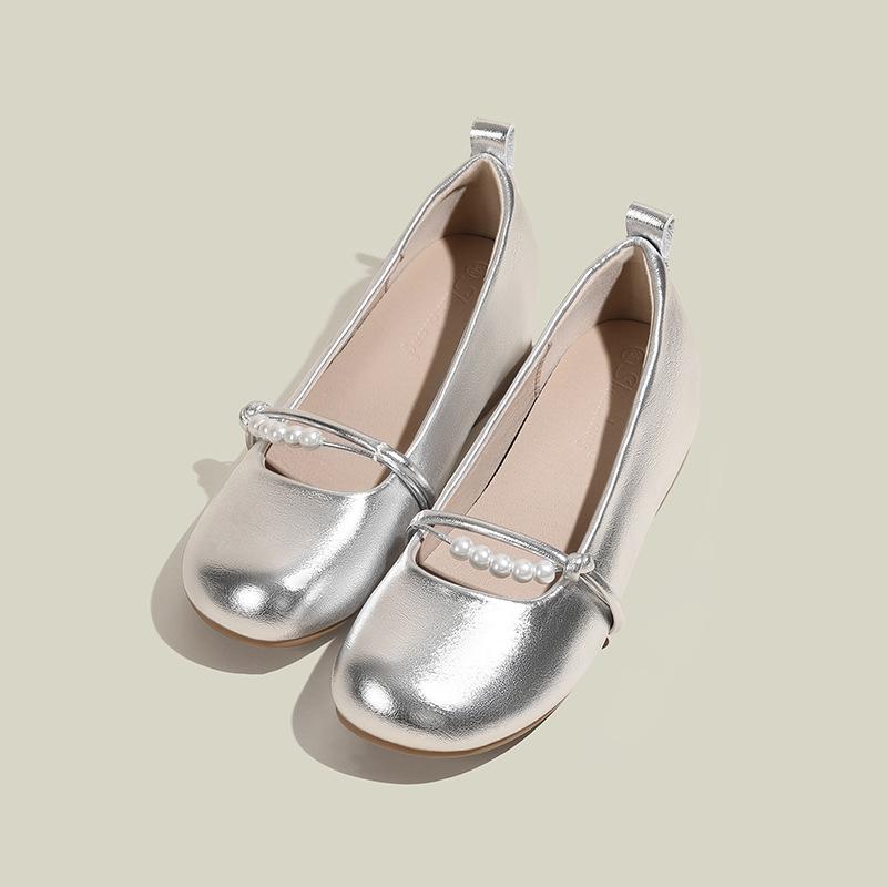 Inner Height Increase Mary Jane Shoes Women's New Flat-soled Soft-soled Maternity Shoes Pearl Gentle Temperament with Skirt Shallow Mouth Single Shoes
