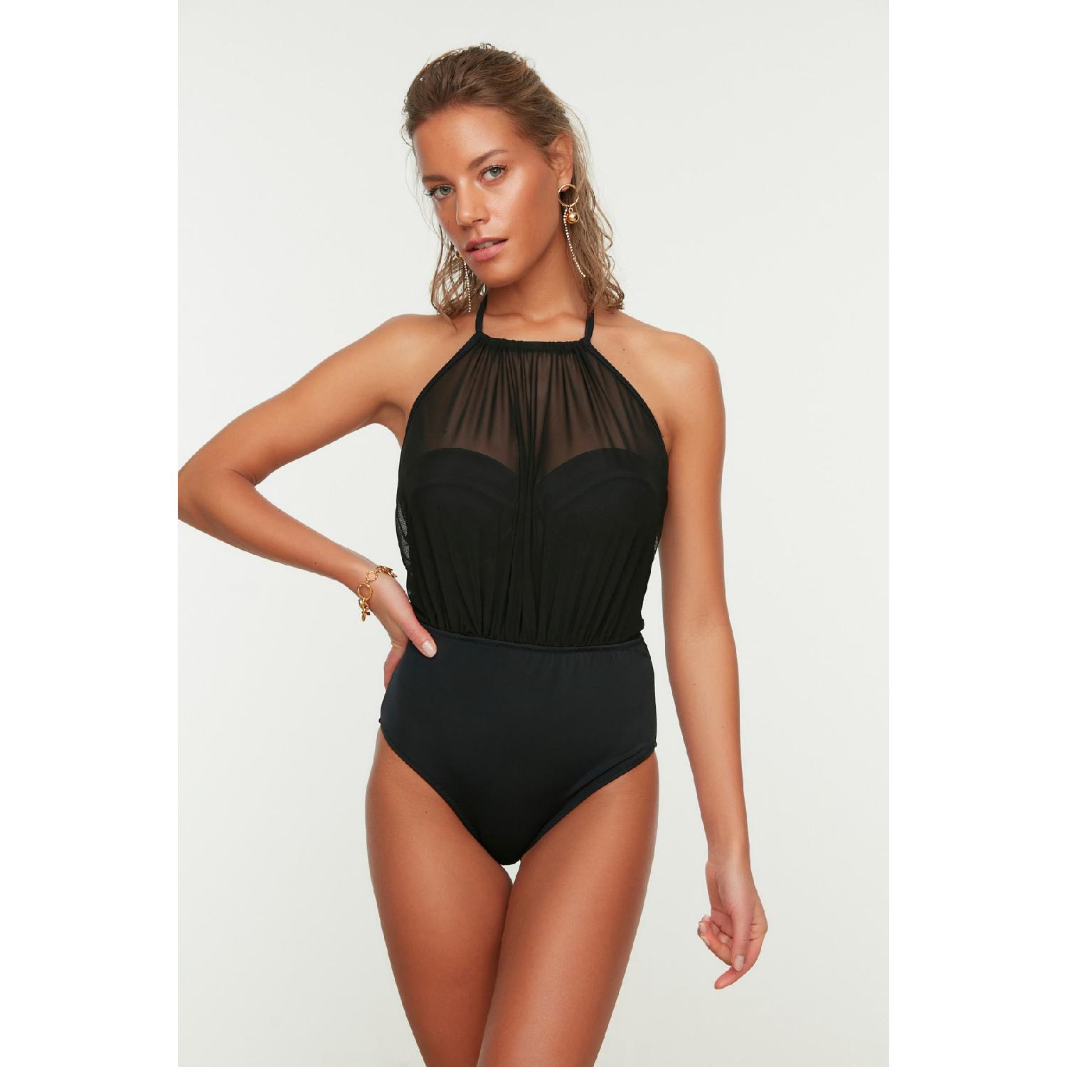 

Черный купальник с вырезом на шее из тюля Tbess20ma0035 34 чёрный