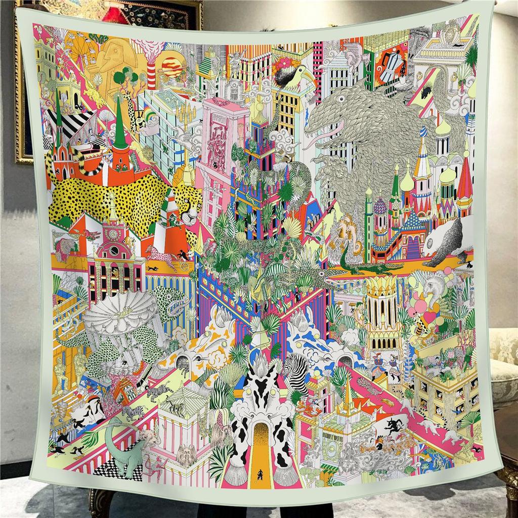 Sciarpa Quadrata da Donna in Finta Seta e Lana 110X110M Elegante Chic Lusso Regalo di Natale Compleanno Festa Ufficio Wrap Quotidiano